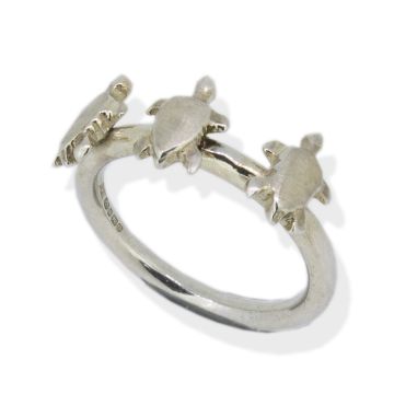 Silver Three Turtle Stack Ring