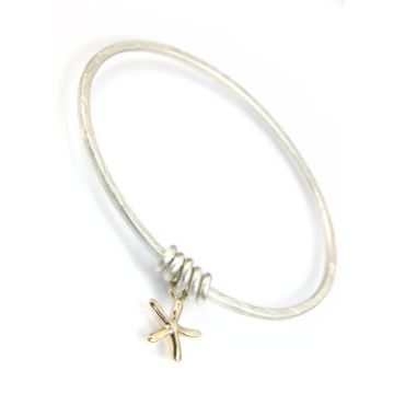 18ct Gold & Silver Starfish Charm Bangle