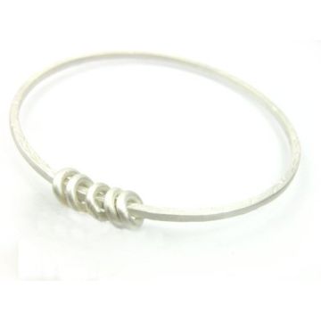 Hammered Solid Silver Charm Bangle