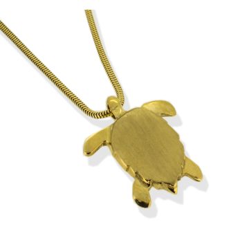 9ct Yellow Gold Turtle Pendant on Snake Chain Necklace