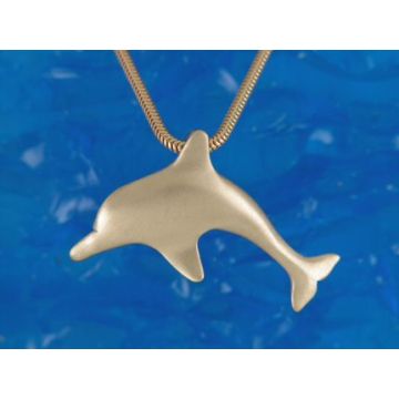 9ct Yellow Gold Dolphin Pendant on Snake Chain Necklace 9ct Yellow Gold Dolphin Pendant on Snake Chain Necklace