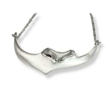 Silver Medium Manta Ray Pendant on Hayseed Chain Necklace