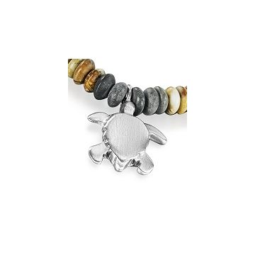 Small Silver Turtle Pendant on Picasso Jasper Bead Necklace