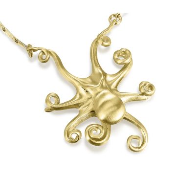 9ct Yellow Gold Octopus on Hayseed Chain