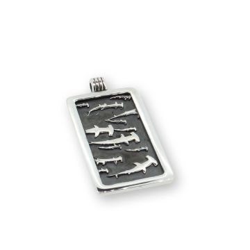 Silver Oxidised Hammerhead Oblong  Pendant on Snake Chain Silver Oxidised Hammerhead Oblong  Pendant on Snake Chain