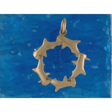 9ct Yellow Gold Hammerhead Ring Pendant